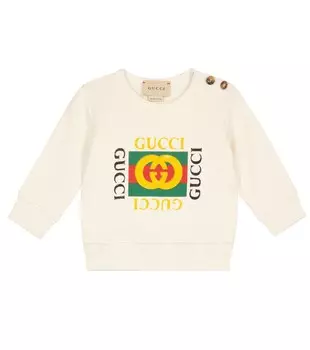 Хлопковый свитер с логотипом baby Gucci Kids, белый