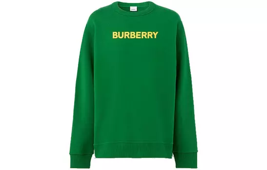 Хлопковый свитер с логотипом Burberry, зеленый