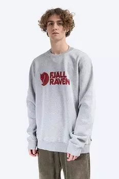 Хлопковый свитер с логотипом Logo Sweater Fjallraven, серый