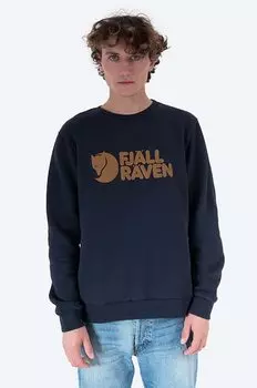 Хлопковый свитер с логотипом Logo Sweater Fjallraven, темно-синий