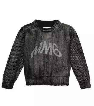 Хлопковый свитер с логотипом MM6 Maison Margiela, черный