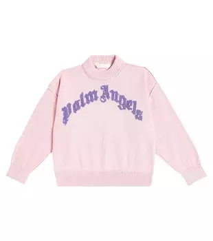 Хлопковый свитер с логотипом Palm Angels, розовый