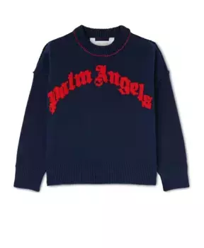 Хлопковый свитер с логотипом Palm Angels, синий