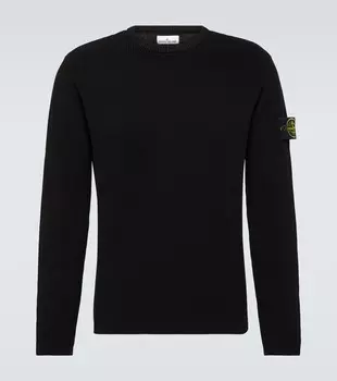 Хлопковый свитер с логотипом Stone Island, черный