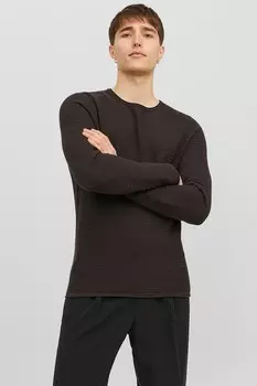 Хлопковый свитер с овальным вырезом Jack & Jones, коричневый