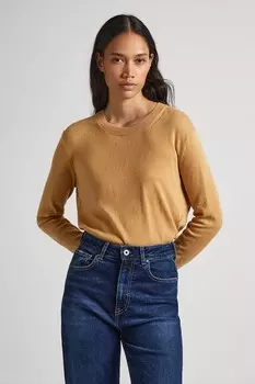 Хлопковый свитер с овальным вырезом Pepe Jeans London, охра