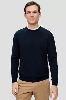 Хлопковый свитер с овальным вырезом s.Oliver, темно-синий