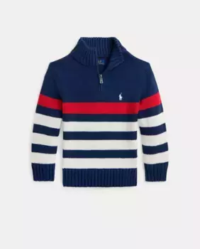 Хлопковый свитер с полумолнией для мальчика Polo Ralph Lauren, мультиколор