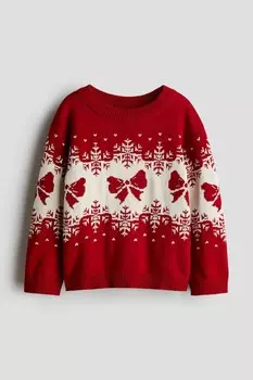 Хлопковый свитер с рисунком H&M, красный