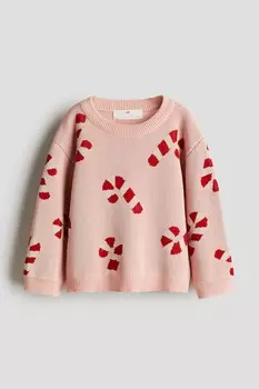 Хлопковый свитер с рисунком H&M, розовый