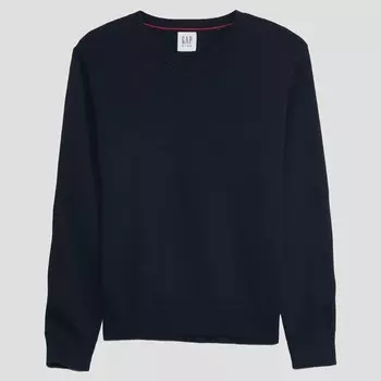 Хлопковый свитер с v-образным вырезом Gap, синий