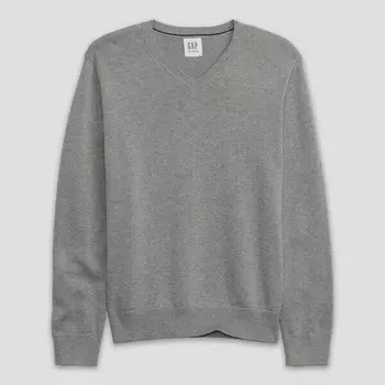 Хлопковый свитер с v-образным вырезом Gap, серый