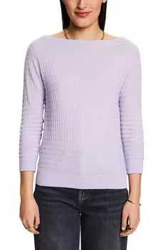 Хлопковый свитер с воротником-лодочкой Esprit, фиолетовый