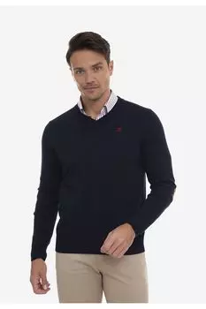 Хлопковый свитер с заостренным воротником Sir Raymond Tailor, синий