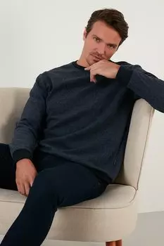 Хлопковый свитер Slim Fit с круглым вырезом 456201 Buratti, индиго