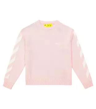 Хлопковый свитер со стрелками Off-White Kids, розовый