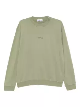 Хлопковый свитер Stone Island, зеленый