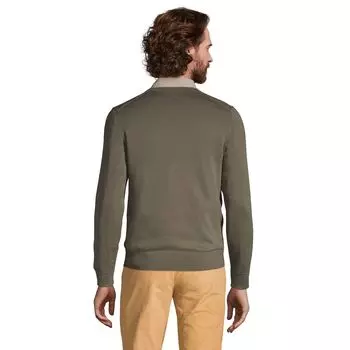 Хлопковый свитер Supima с v-образным вырезом классического кроя Big & Tall Lands' End