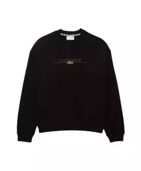 Хлопковый свитер свободного кроя Lacoste, черный