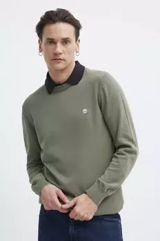 Хлопковый свитер Timberland, зеленый