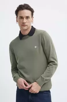 Хлопковый свитер Timberland, зеленый