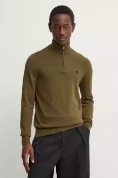 Хлопковый свитер Timberland, зеленый