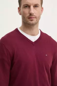 Хлопковый свитер Tommy Hilfiger, бордовый