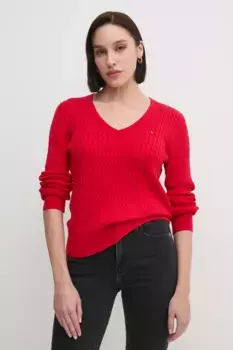Хлопковый свитер Tommy Hilfiger, красный