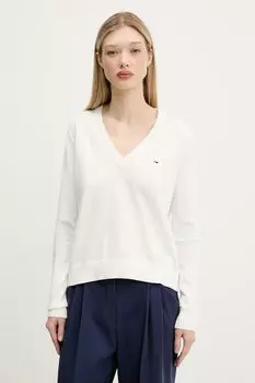 Хлопковый свитер Tommy Jeans, белый