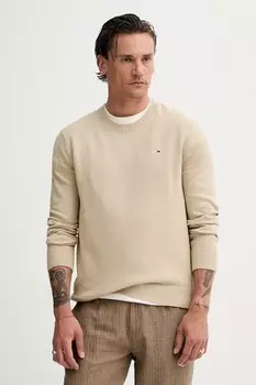 Хлопковый свитер Tommy Jeans, бежевый