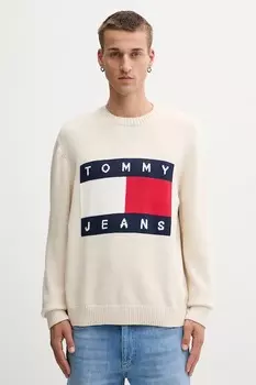 Хлопковый свитер Tommy Jeans, бежевый