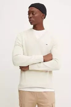 Хлопковый свитер Tommy Jeans, бежевый