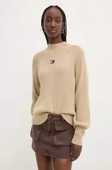 Хлопковый свитер Tommy Jeans, бежевый
