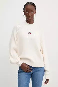 Хлопковый свитер Tommy Jeans, бежевый
