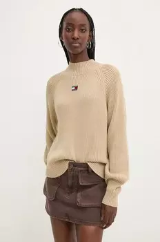 Хлопковый свитер Tommy Jeans, бежевый