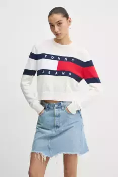 Хлопковый свитер Tommy Jeans, бежевый