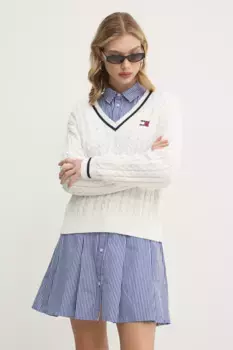 Хлопковый свитер Tommy Jeans, бежевый