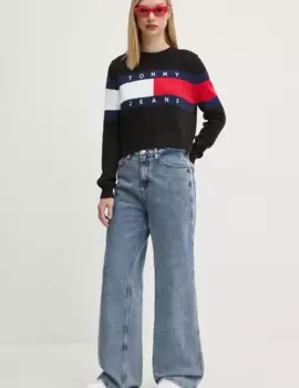 Хлопковый свитер Tommy Jeans, черный