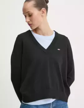 Хлопковый свитер Tommy Jeans, черный