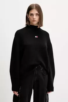 Хлопковый свитер Tommy Jeans, черный