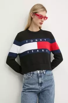 Хлопковый свитер Tommy Jeans, черный