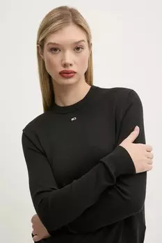 Хлопковый свитер Tommy Jeans, черный