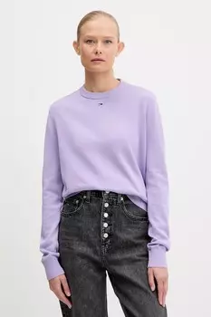 Хлопковый свитер Tommy Jeans, фиолетовый