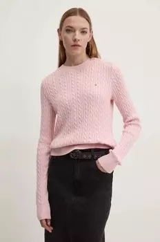 Хлопковый свитер Tommy Jeans, розовый