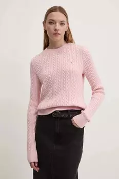 Хлопковый свитер Tommy Jeans, розовый