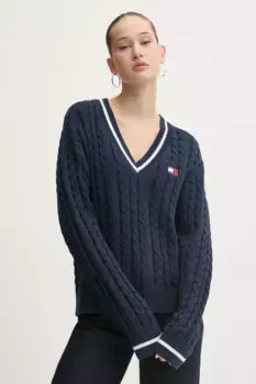 Хлопковый свитер Tommy Jeans, темно-синий
