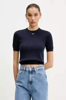 Хлопковый свитер Tommy Jeans, темно-синий