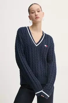 Хлопковый свитер Tommy Jeans, темно-синий