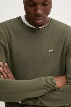 Хлопковый свитер Tommy Jeans, зеленый