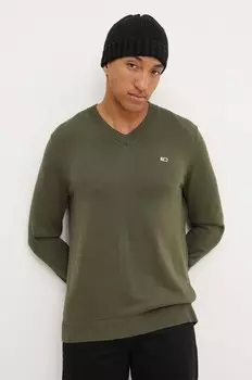Хлопковый свитер Tommy Jeans, зеленый